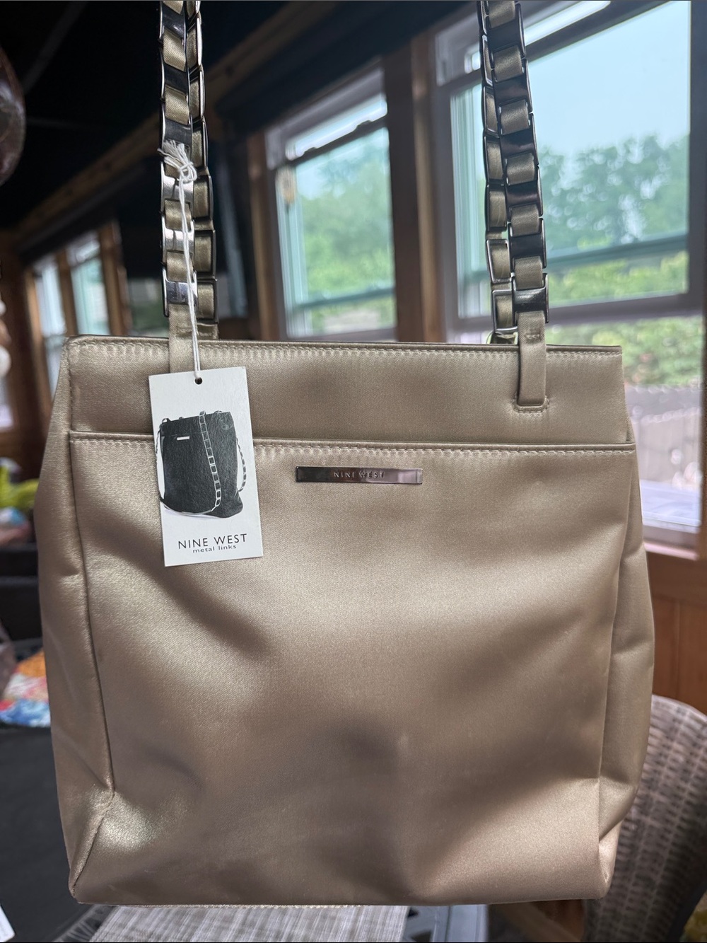 Nine West Metallic Champagne Shoulder Tote